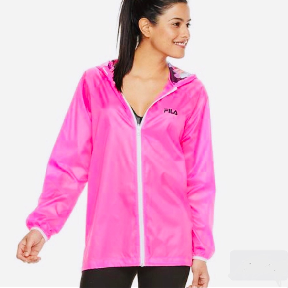 FILA pink wind breaker with floral print lining M